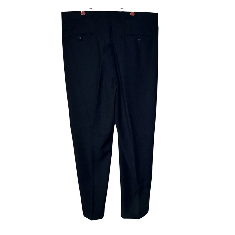 Roundtree & Yorke Mens Pants Pleated Shirt Gripper Easy Care Black 36x30 NWT